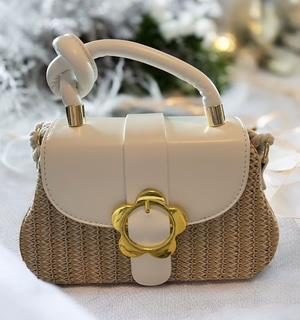 Elegant Woven Mini Handbags with Floral Clasp