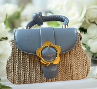 Elegant Woven Mini Handbags with Floral Clasp